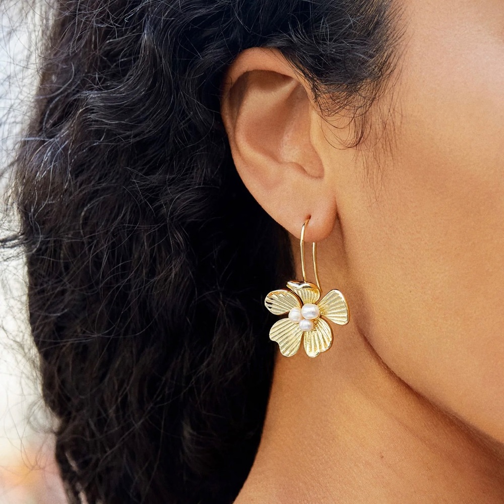 Baublebar Flower Drop Threader Earring - NWT